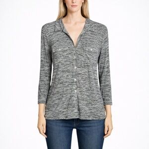 JAMES PERSE melange button down shirt long sleeve womens size 3 heather gray